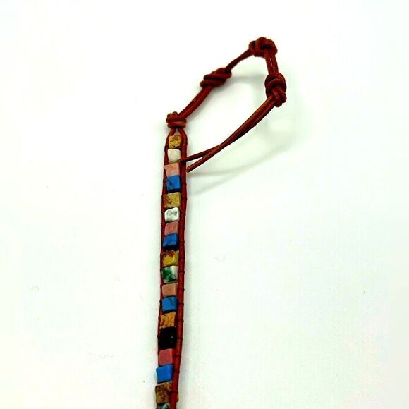 *3/$20* Boho colorful natural stone and (faux?) leather choker - Picture 5 of 5